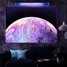 Poster fluorescent reactiv UV Colorful planet 86x61cm, efect neon blacklight, Resigilat foto