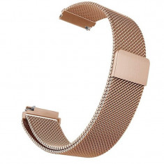 Curea tip Milanese Loop, compatibila Samsung Galaxy Watch3 40mm, telescoape Quick Release, Rose Gold, Size S