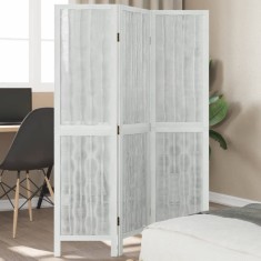 vidaXL Paravan cameră 3 panouri, alb, lemn masiv paulownia 358669