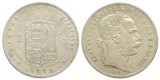 Q119 UNGARIA 1 FORINT 1871 KB ARGINT DATA FOARTE RARA APROAPE NECIRCULATA aUNC, Europa