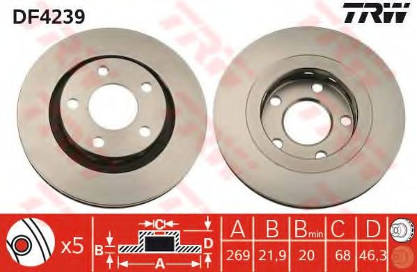Disc frana AUDI A8 (4D2, 4D8) (1994 - 2002) TRW DF4239