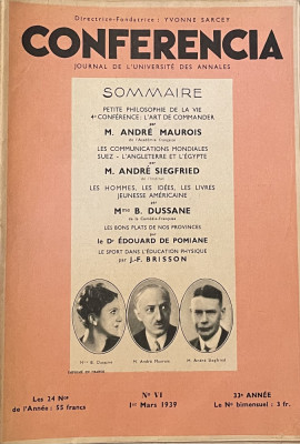 CONFERENCIA , JOURNAL DE &amp;#039;UNIVERSITE DES ANNALES (20 de numere) anul 1939 foto