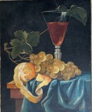 1987, Tablou / lucrare Mariana Gavrilescu, 25 x 20 cm, cu eticheta Fondului Plastic pe Verso