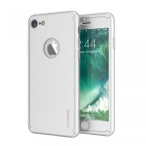 Husa Apple iPhone 8 FullBody Elegance Luxury Silver acoperire 360 + folie sticla, Argintiu