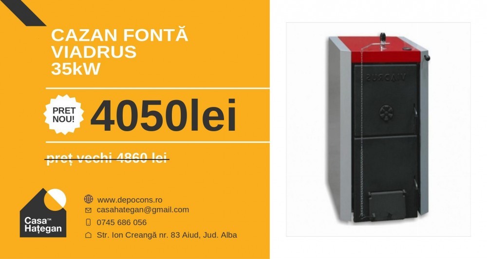 Centrala termica pe lemne Viadrus U22 D7 - 35 kW Clasa Energetica A+ ...