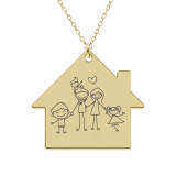 Home - Colier personalizat din argint 925 placat cu aur galben 24K &quot;Family is home&quot;, Bijubox