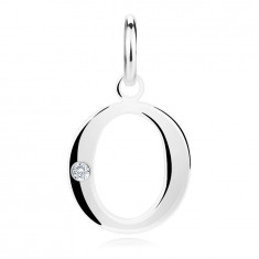 Pandantiv cu diamant din argint 925 – litera O mare, diamant rotund