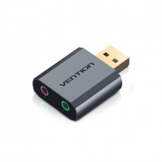 USB Card Adaptor Sunet 3.5mm Audio Aux Mic-Culoare Argintiu Metalizat