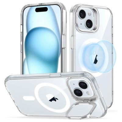 Husa pentru iPhone 15 Plus - ESR Classic Hybrid HaloLock Kickstand - Clear foto