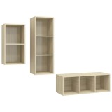 Cumpara ieftin Set de dulapuri TV, 3 piese, stejar Sonoma, lemn prelucrat