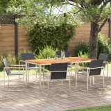 Set de mese pentru grădină vidaXL 7 piese din lemn masiv de tec, Masa de exterior vidaXL 180x90x75 cm din lemn masiv de tec