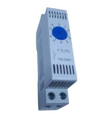 Termostat pe sina 1 modul contact NO pentru racire ventilare control ventilator -10-+80 C 10(2)A foto