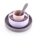 Set 4 piese vesela din silicon pentru mancarea copiilor (farfurie, castron, canuta, lingurita), fara BPA, lavabile in masina de spalat vase, de la 6 l, Reer