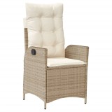 Cumpara ieftin Scaun de gradina rabatabil cu perne, bej, poliratan