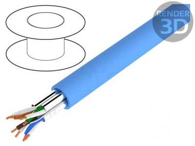Cablu Ethernet Cat6a U/FTP Albastru 305m foto