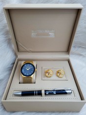 Set cadou pentru barbati Matteo Ferari, ceas, butoni, pix metalic MF016B110G foto