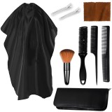 Set de coafură din 8 elemente pelerină de coafură + perie de g&acirc;t + piepteni de coafură + trimmer dublu + două cleme metalice + geantă + c&acirc;rpă
