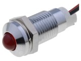 Lampă LED Convexă Roșie 24VDC &Oslash;8mm Argintie