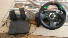 Volan si pedale racing games PC, PS3, vibratii, 12 butoane, Esperanza Drift foto