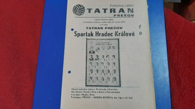 program Tatran Presov - Spartak Kralove foto