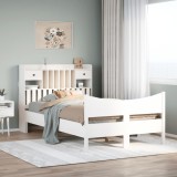 VidaXL Cadru de pat fără saltea, alb, 135x190 cm, lemn masiv de pin 3323393
