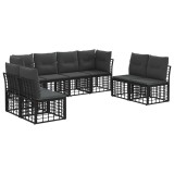vidaXL Set de canapele de exterior cu pernă 8 pcs Negru Poliester 3437437