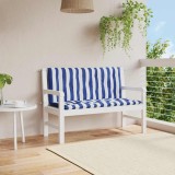 Cumpara ieftin Perne bancă grădină, 2 buc., albastru&amp;alb, 120x50x7 cm, textil
