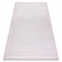 Covor SISAL SION labirint 22376 țesute plate roz / ecru, 140x190 cm
