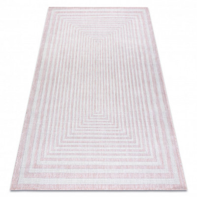 Covor SISAL SION labirint 22376 țesute plate roz / ecru, 200x290 cm foto