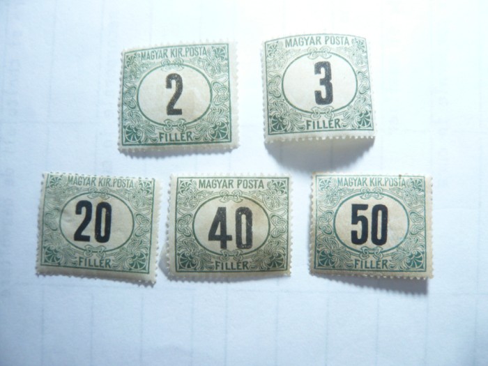 2 Serii Ungaria 1909 kir posta si 1920 Magyar posta , 11 valori