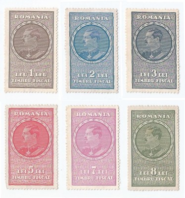 *Romania, lot 1113 cu 6 timbre fiscale generale, 1932, NG foto
