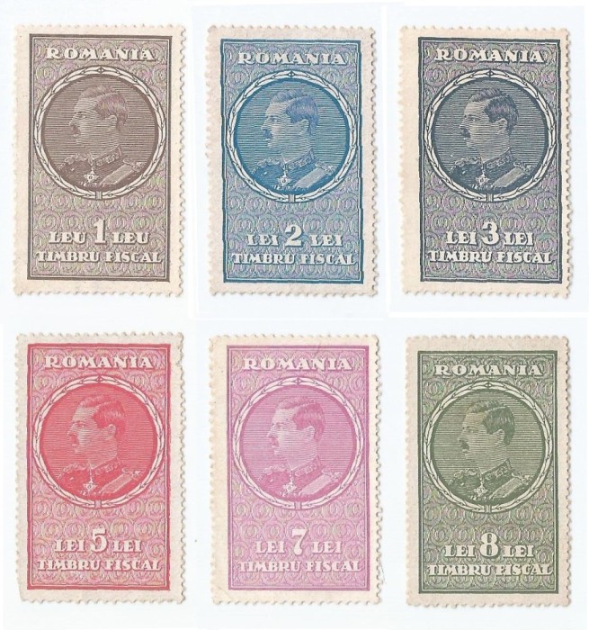*Romania, lot 1113 cu 6 timbre fiscale generale, 1932, NG