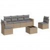 Set canapele de gradina, 7 piese, cu perne, bej, poliratan