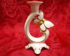 SFESNIC PORTELAN CREM IVOIRE THURINGEN BAVARIA DECOR CU FLUTURE 16 CM foto