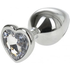 Dop Anal Hearty Buttplug, Medium, Argintiu/Transparent, Passion Labs