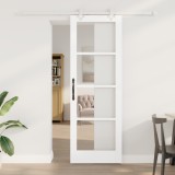 Ușă Glisantă vidaXL cu Set Hardware Alb 73.5x211 cm Lemn Masiv Pin, Ușă Interioară vidaXL cu Sticlă &#039;ORKDAL&#039;Alb 73.5x211x4 cm
