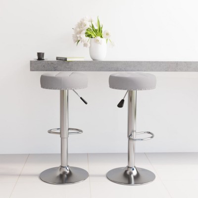 vidaXL Scaune de bar, 2 buc., gri, material textil foto