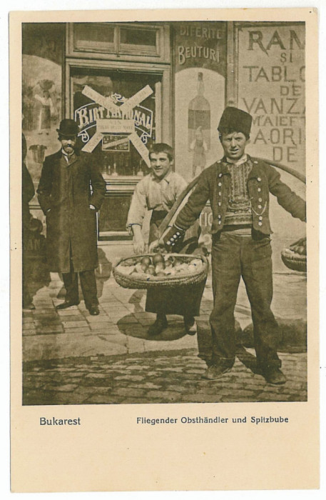 1046 - BUCURESTI, Shop and street sellers - old postcard, CENSOR - used - 1917