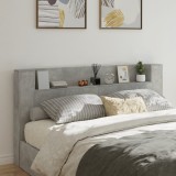Cumpara ieftin Tăblie de pat cu dulap și LED, gri beton, 200x16,5x103,5 cm