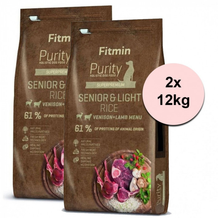 Fitmin Purity Senior &amp;amp; Light Rice Venison &amp;amp; Lamb 2 x 12 kg