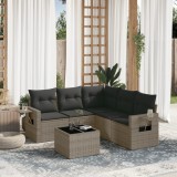 VidaXL Set mobilier grădină cu perne, 6 piese, gri, poliratan