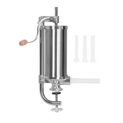 Aparat vertical pentru umplut carnati Grunberg, 2.5 kg, corp inox, 4 palnii foto