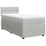 Cumpara ieftin Pat continental cu saltea, gri deschis, 80x200 cm, catifea