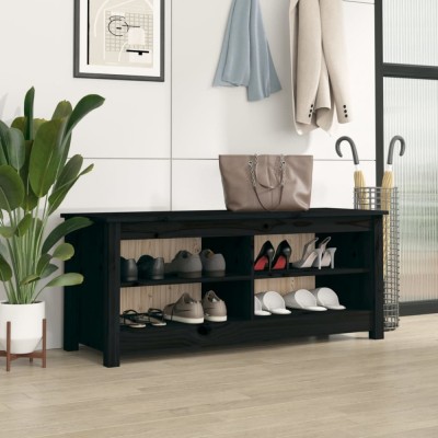 Gossi banca pentru pantofi, negru, 110x38x45,5 cm, lemn masiv de pin foto