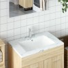Chiuveta baie vidaXL albă ceramică ovală 60x40x21 cm, montare sub blat, cu preaplin