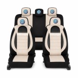 Set Huse Scaune Universale Racing, Bej cu Negru Personalizate cu Volkswagen