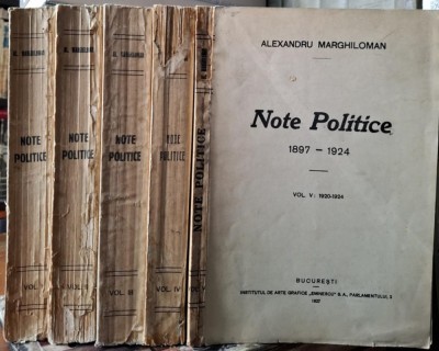 Alexandru Marghiloman-Note politice-5 volume-1927 foto