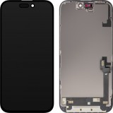 Display cu Touchscreen JK pentru Apple iPhone 16, cu Rama, Versiune LCD In-Cell, Negru