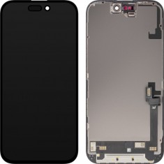 Display cu Touchscreen JK pentru Apple iPhone 16, cu Rama, Versiune LCD In-Cell IC Movable, Negru