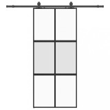 Cumpara ieftin Usa glisanta cu set feronerie neagra 90x205cm sticla securizata